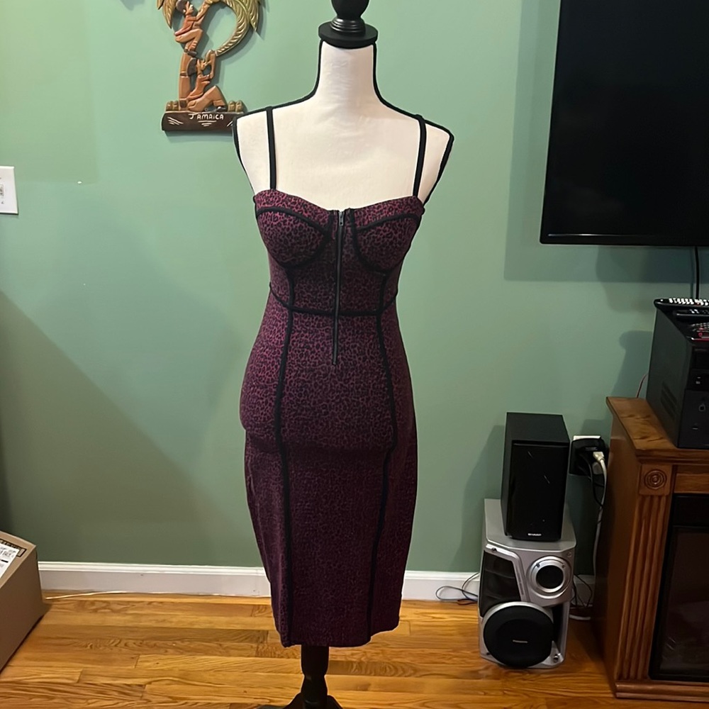 Material girl size medium leopard bodycon corset style dress